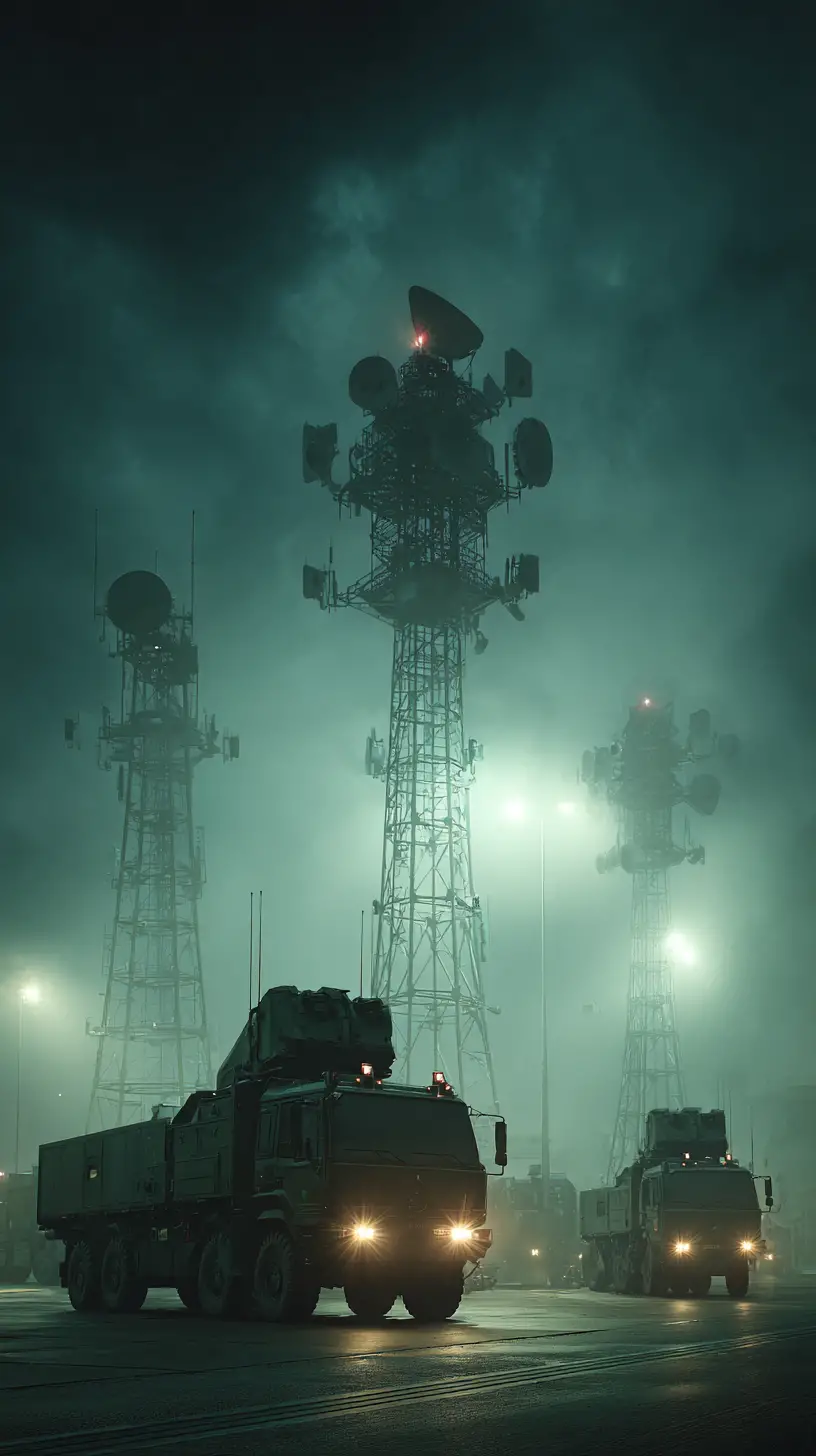 German air defense system guarding a fortified military base