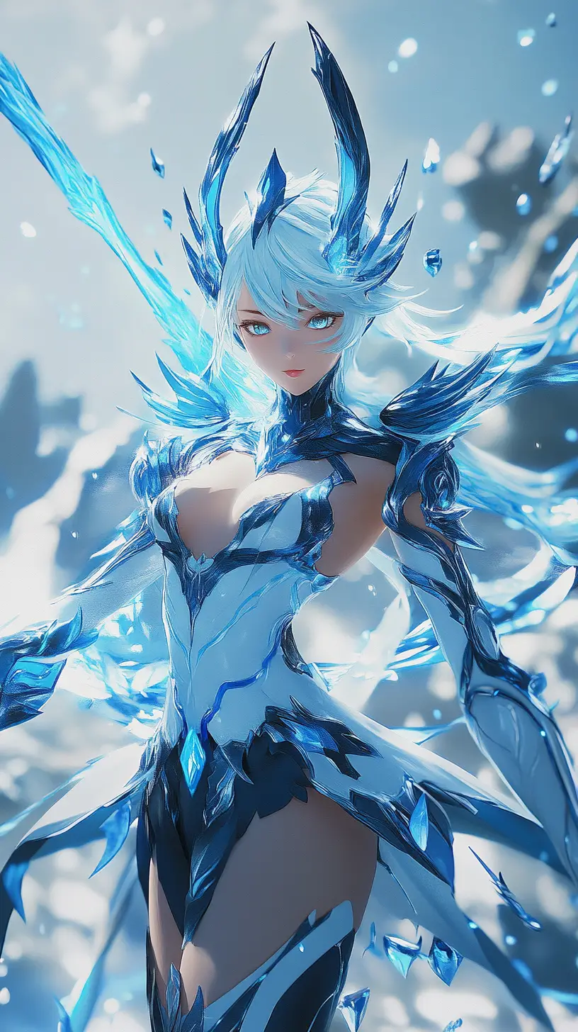 Close up of a beautiful fantasy knight in dynamic battle pose