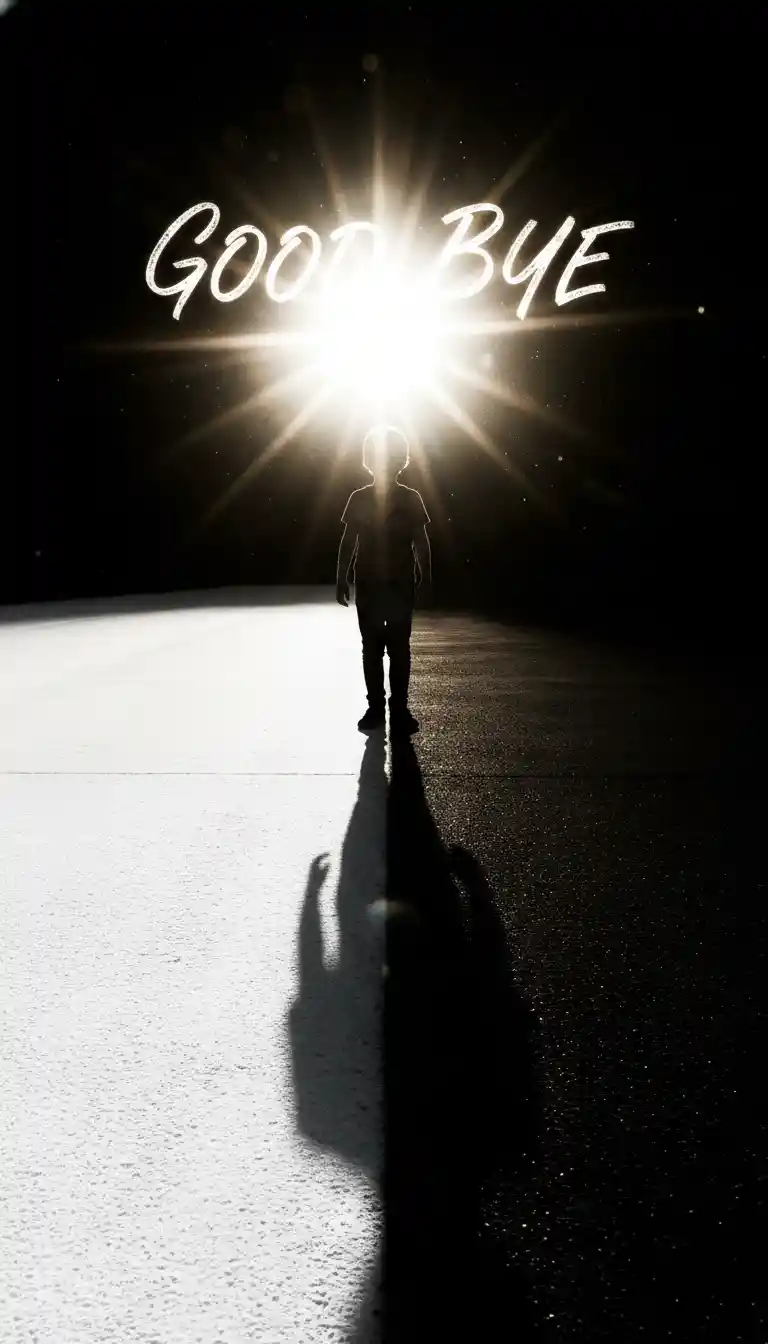 Sombra de un niño dividida entre la luz y la oscuridad