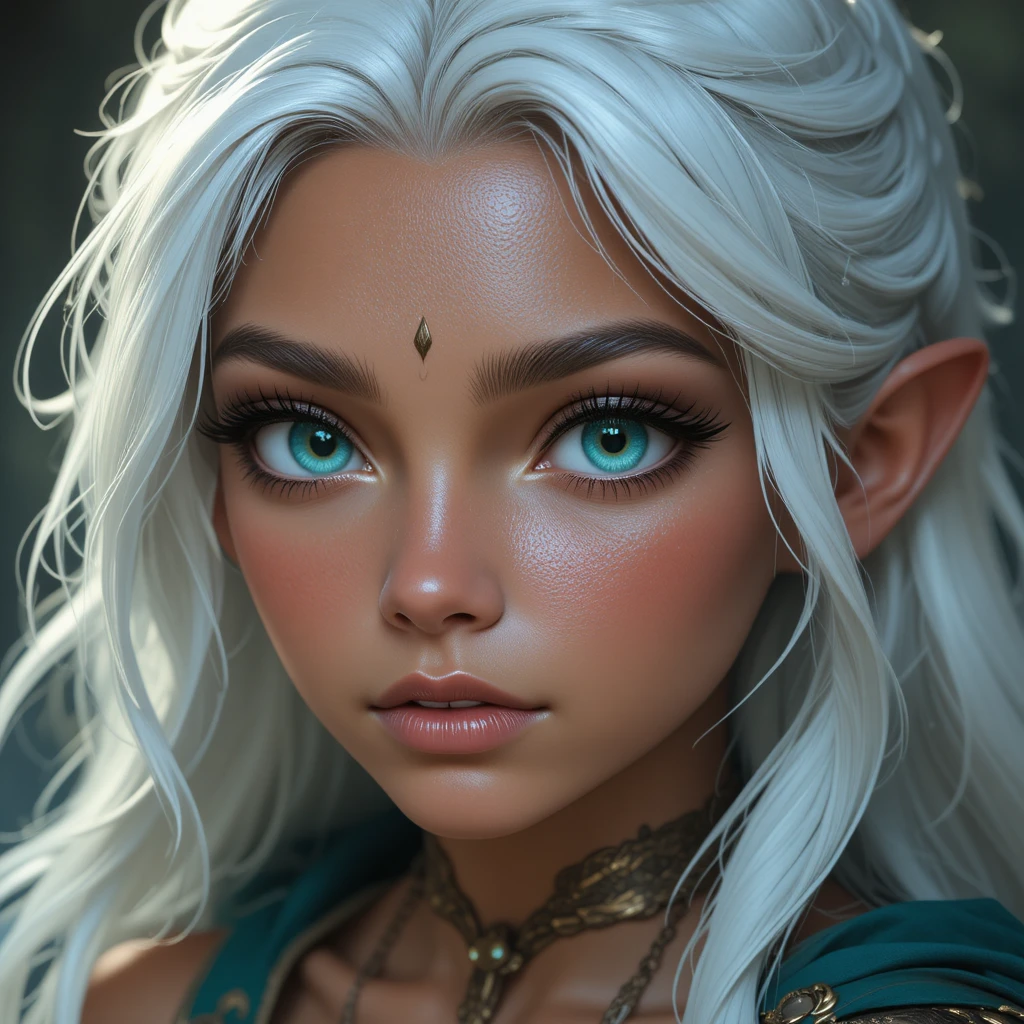 Young forge mage girl with white hair and bright eyes