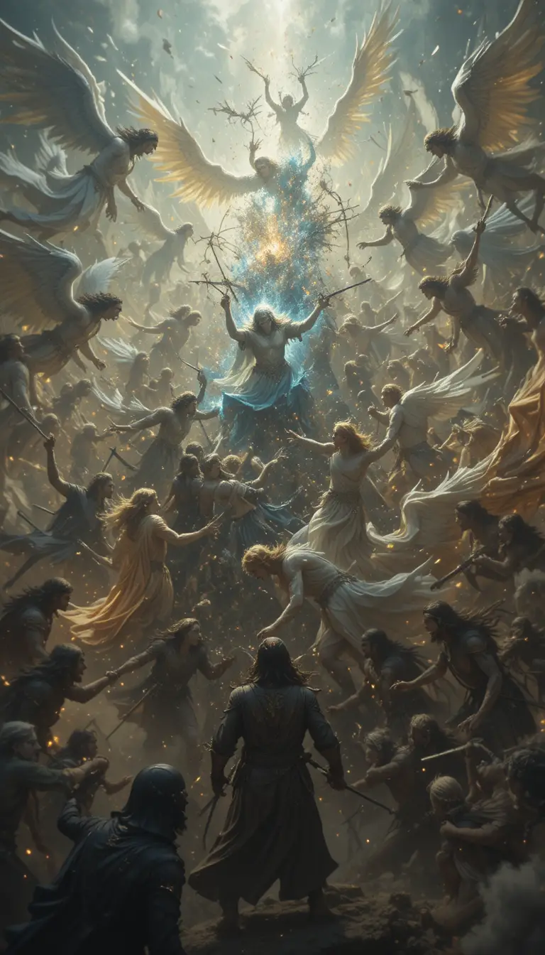 Angels And Demons Locked In A Cosmic Heavenly Battle