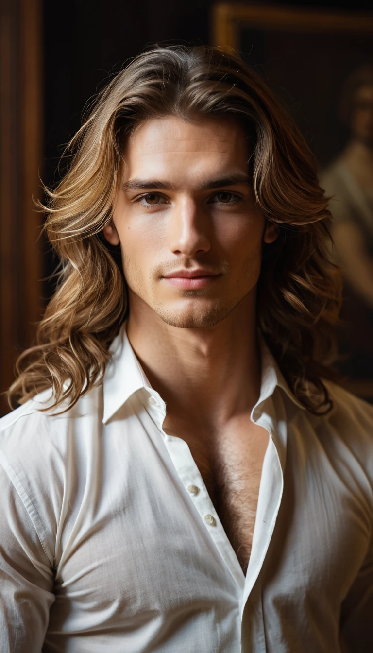Young male model posing in an oxford fine arts classroom