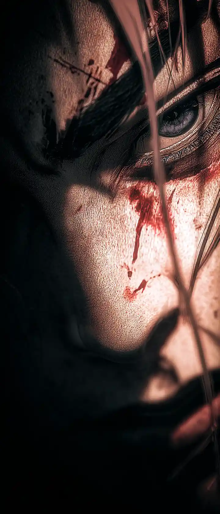 Emotionales Nahporträt mit traurigen Augen im Chiaroscuro