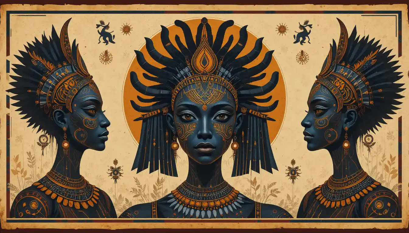 Design de capa com máscara africana em ilustração geométrica ousada