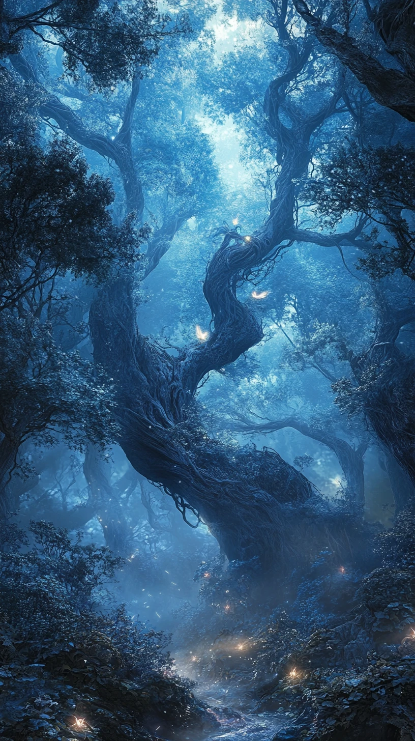 Mystical fairy resting in a glowing enchanted forest