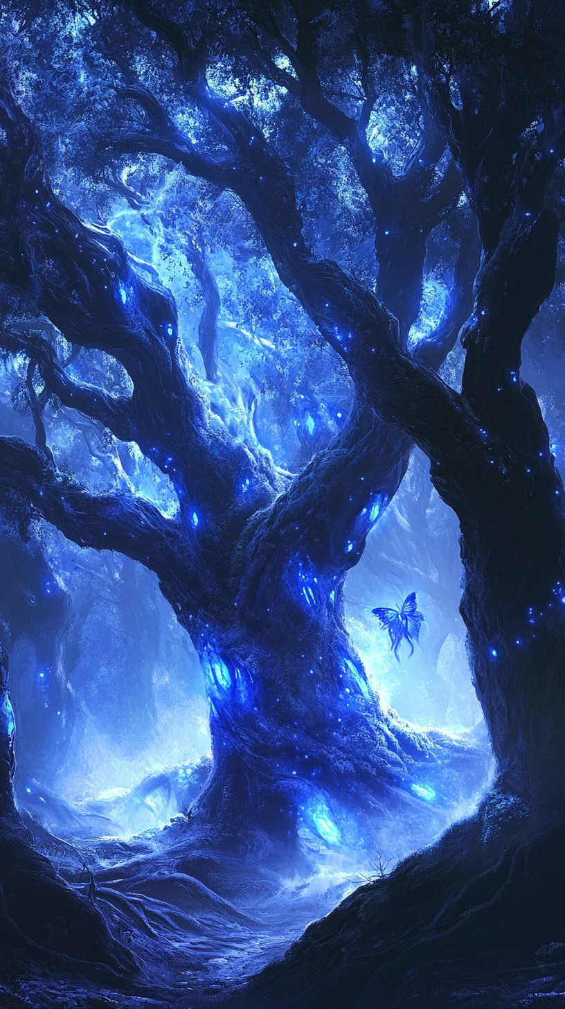 Fairy Resting On Gnarled Forest Branch In Mystic Glow