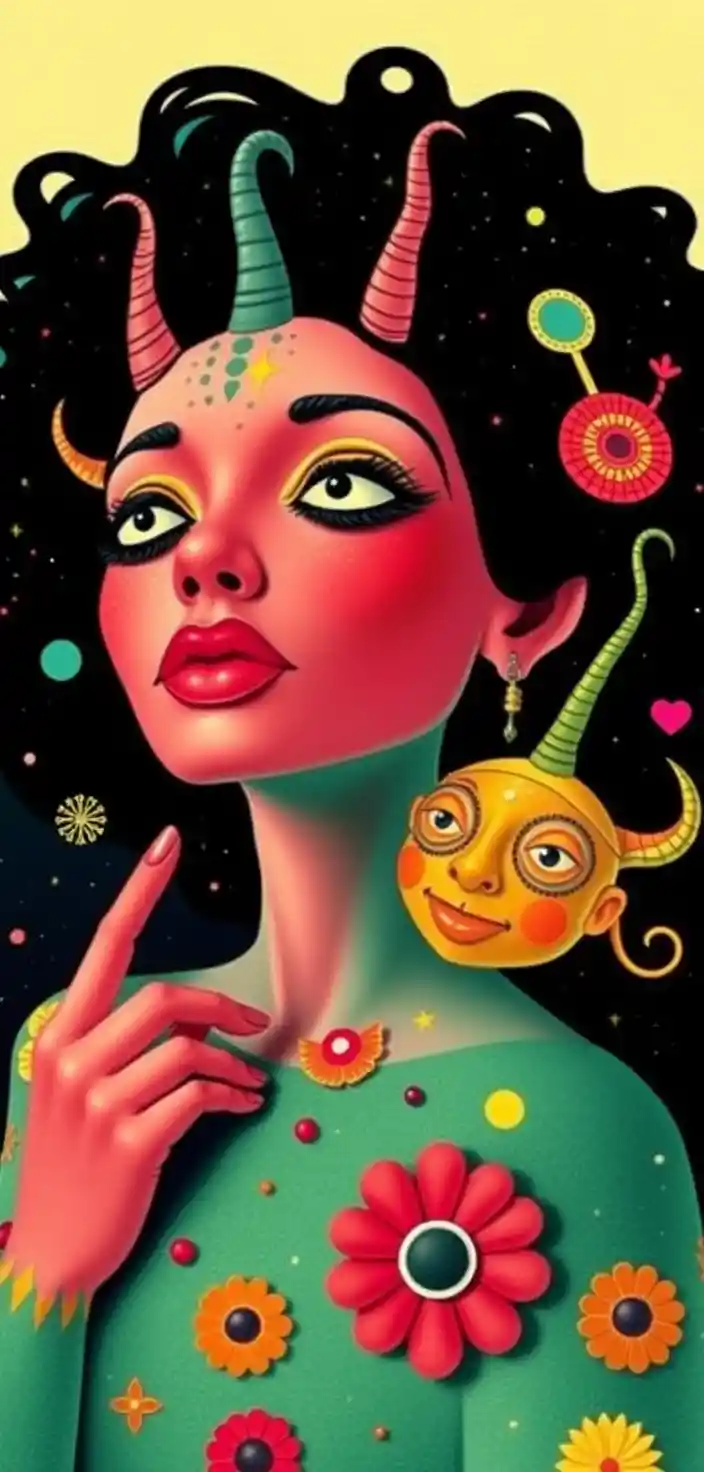 Colorful retro fantasy characters in playful 80s design
