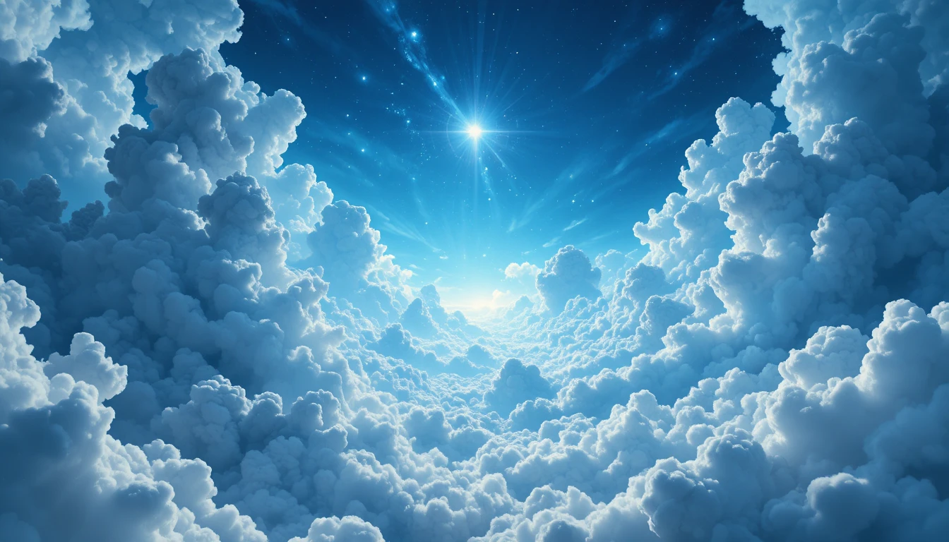 Cielo azul infinito con nubes en una vista surrealista y de ensueño