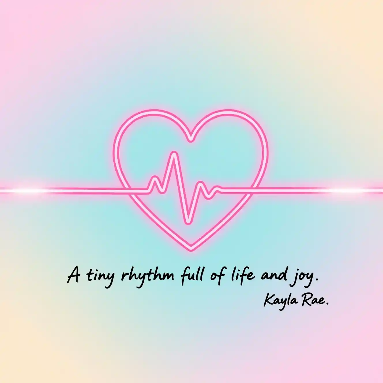 Minimal pink heartbeat line forming a tiny glowing heart