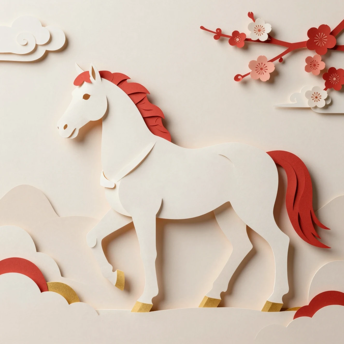 Elegant paper cut horse for Chinese New Year celebration