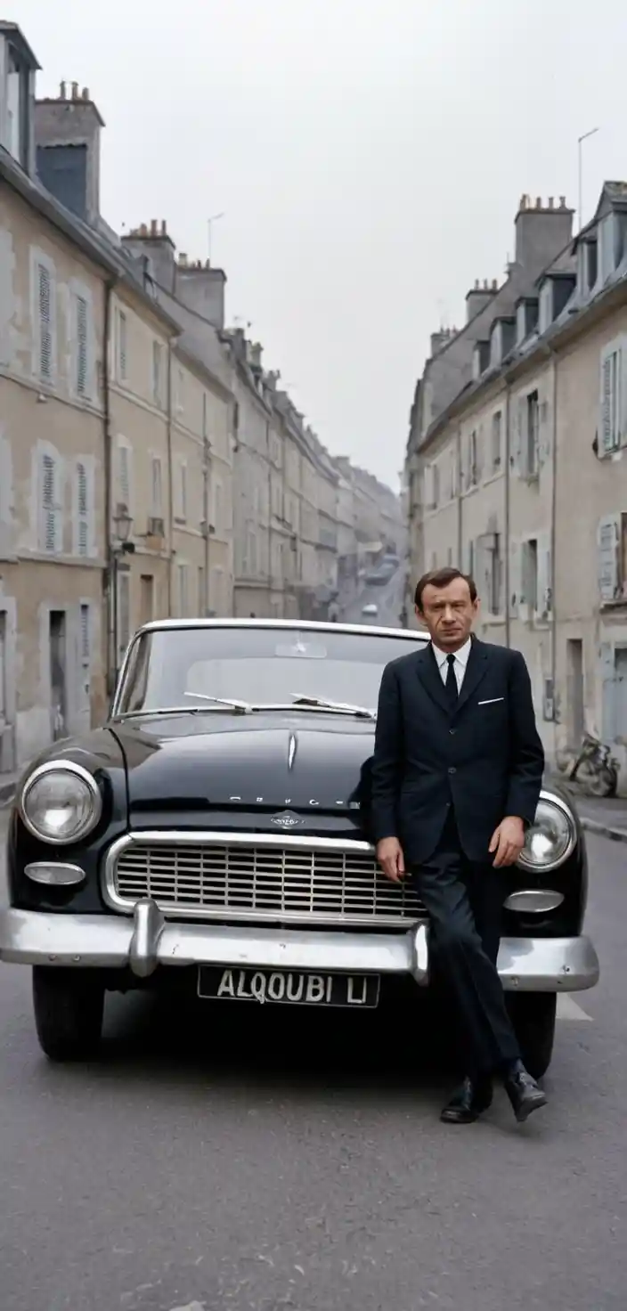 Voiture vintage roulant sur une route américaine