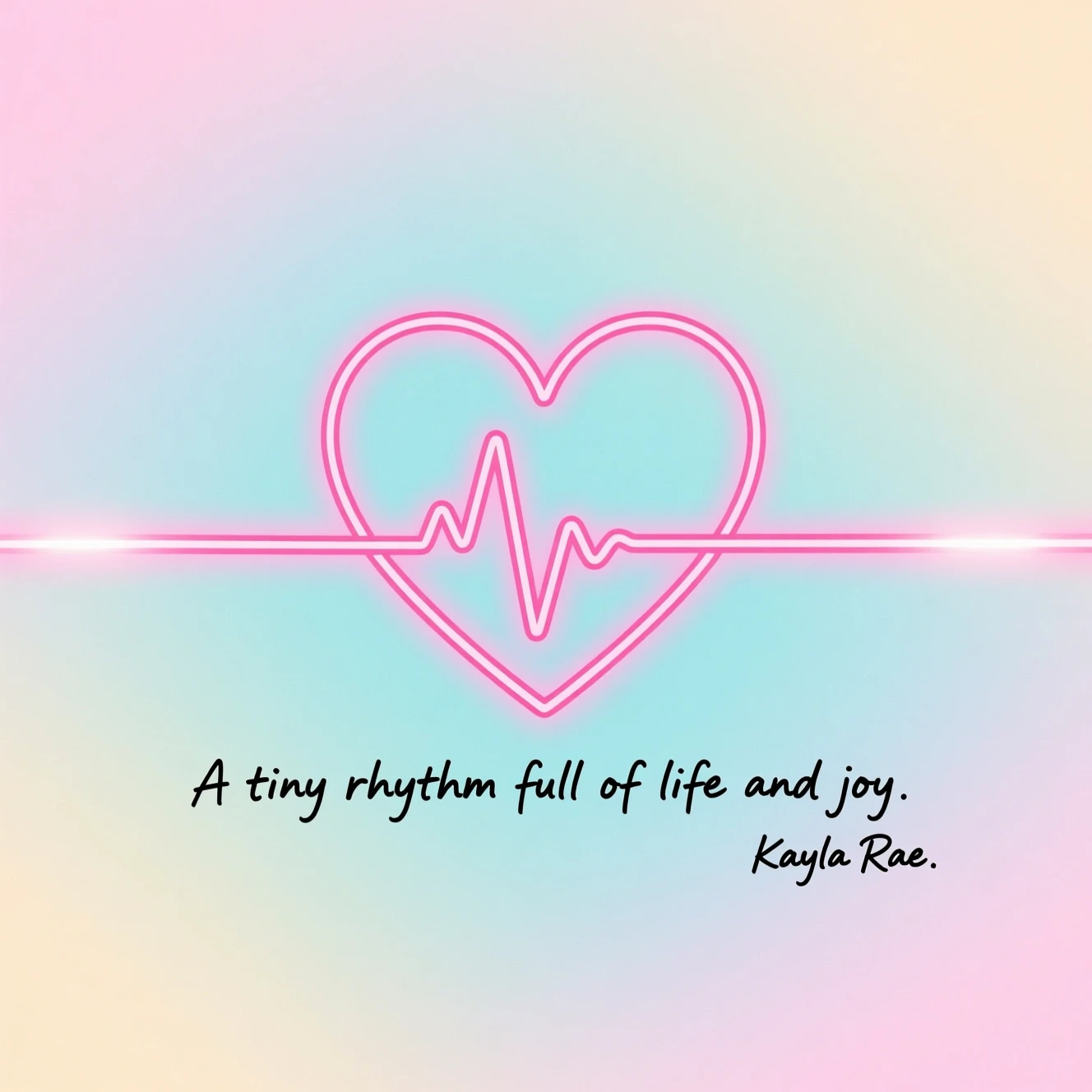 Minimal pink heartbeat line forming a tiny glowing heart
