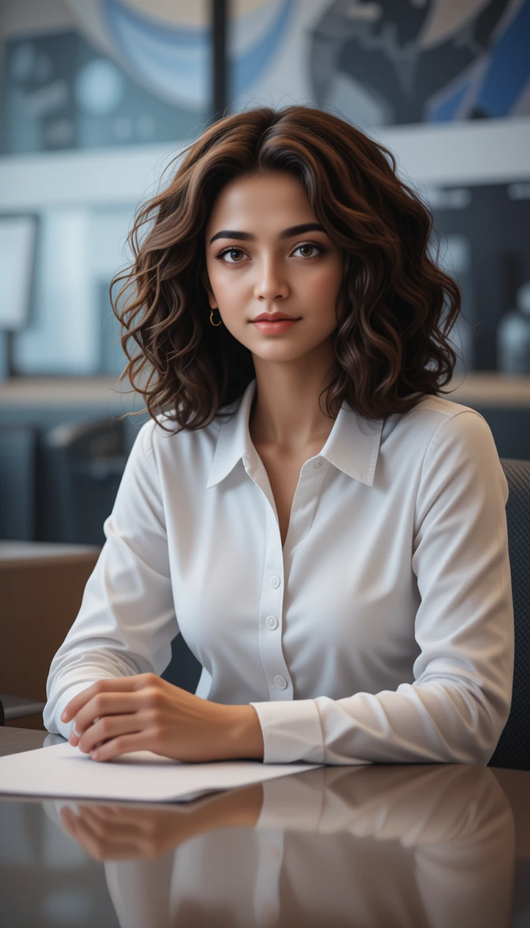 Business woman speaking at a corporate conference table