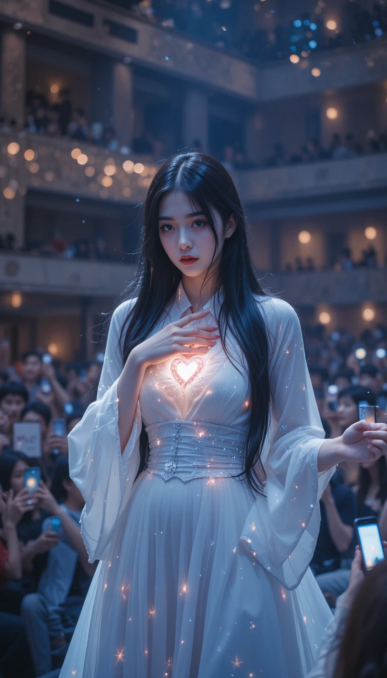 白色洋裝女歌手，心動情感閃耀發光