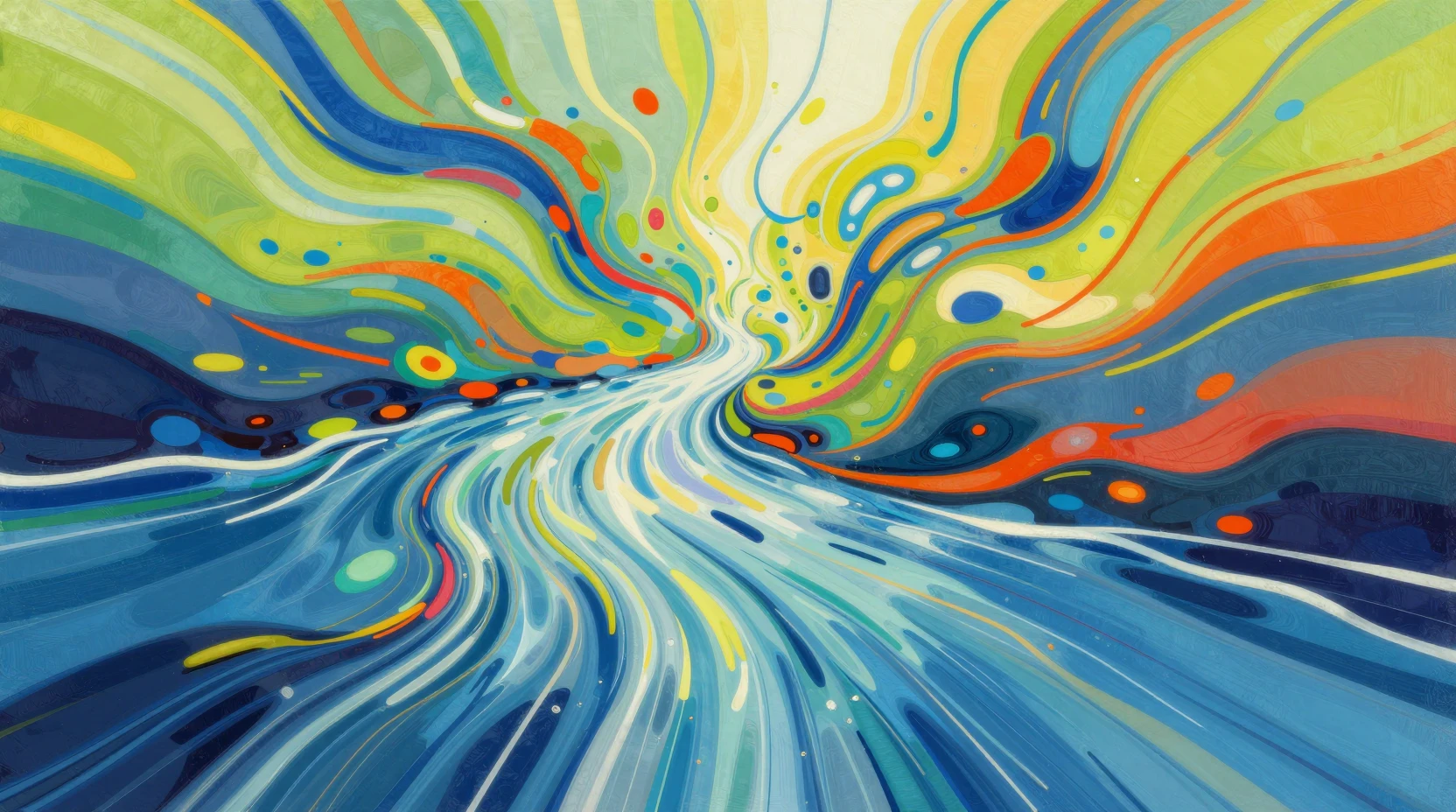 River of liquid light flowing through abstract creative space