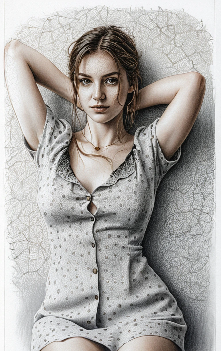 Charcoal portrait of a young woman on toned gray paper