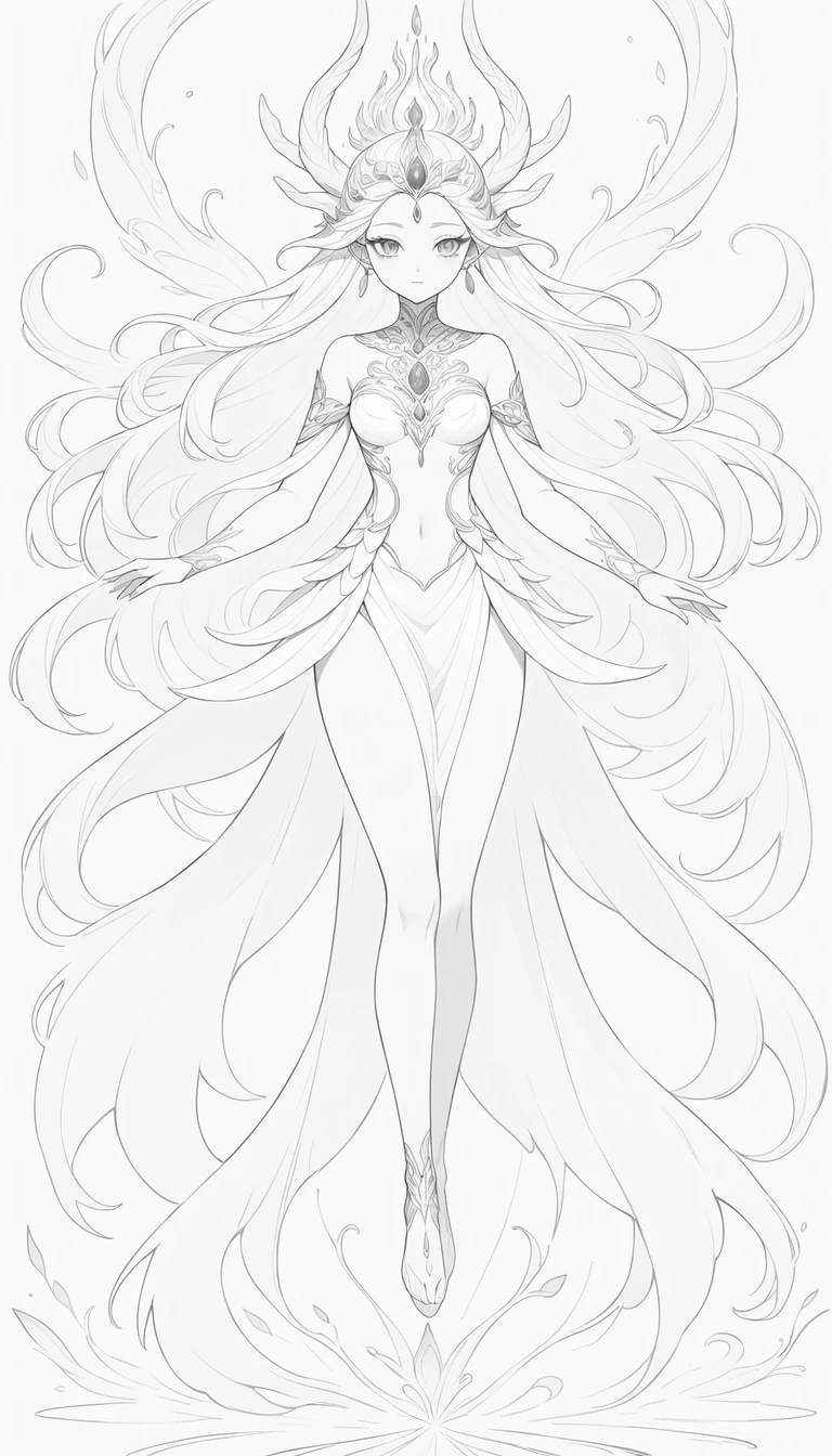 Mythic female nature deity in glowing bioluminescent colors