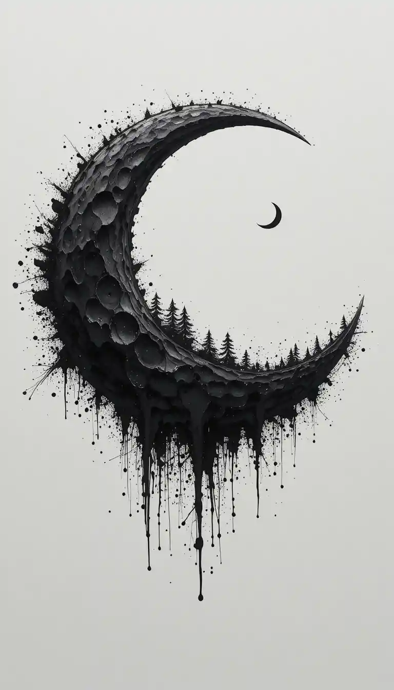 Ola de luna creciente fusionada con un paisaje cósmico oscuro
