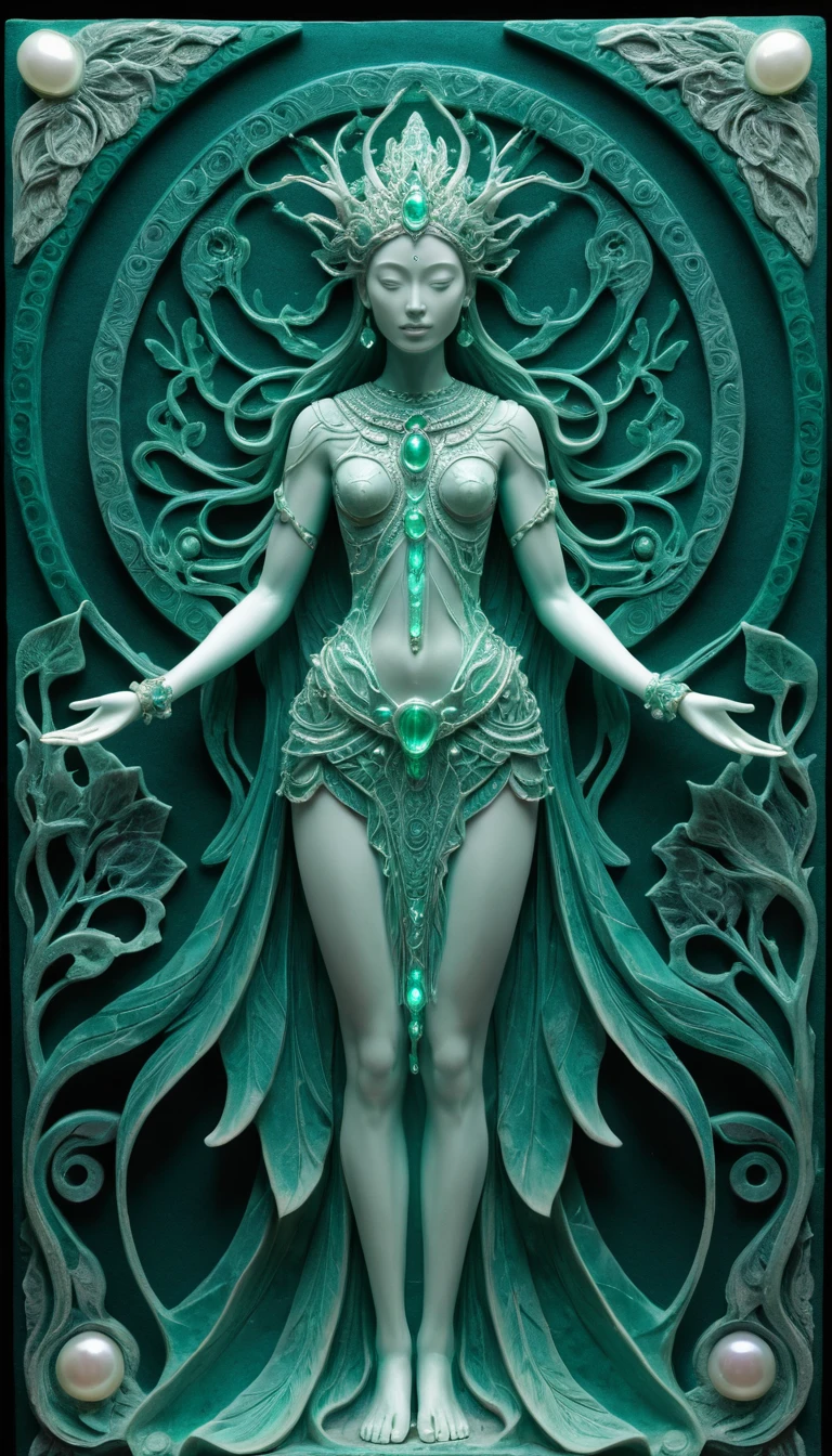 Mythic nature deity woman with glowing bioluminescent skin