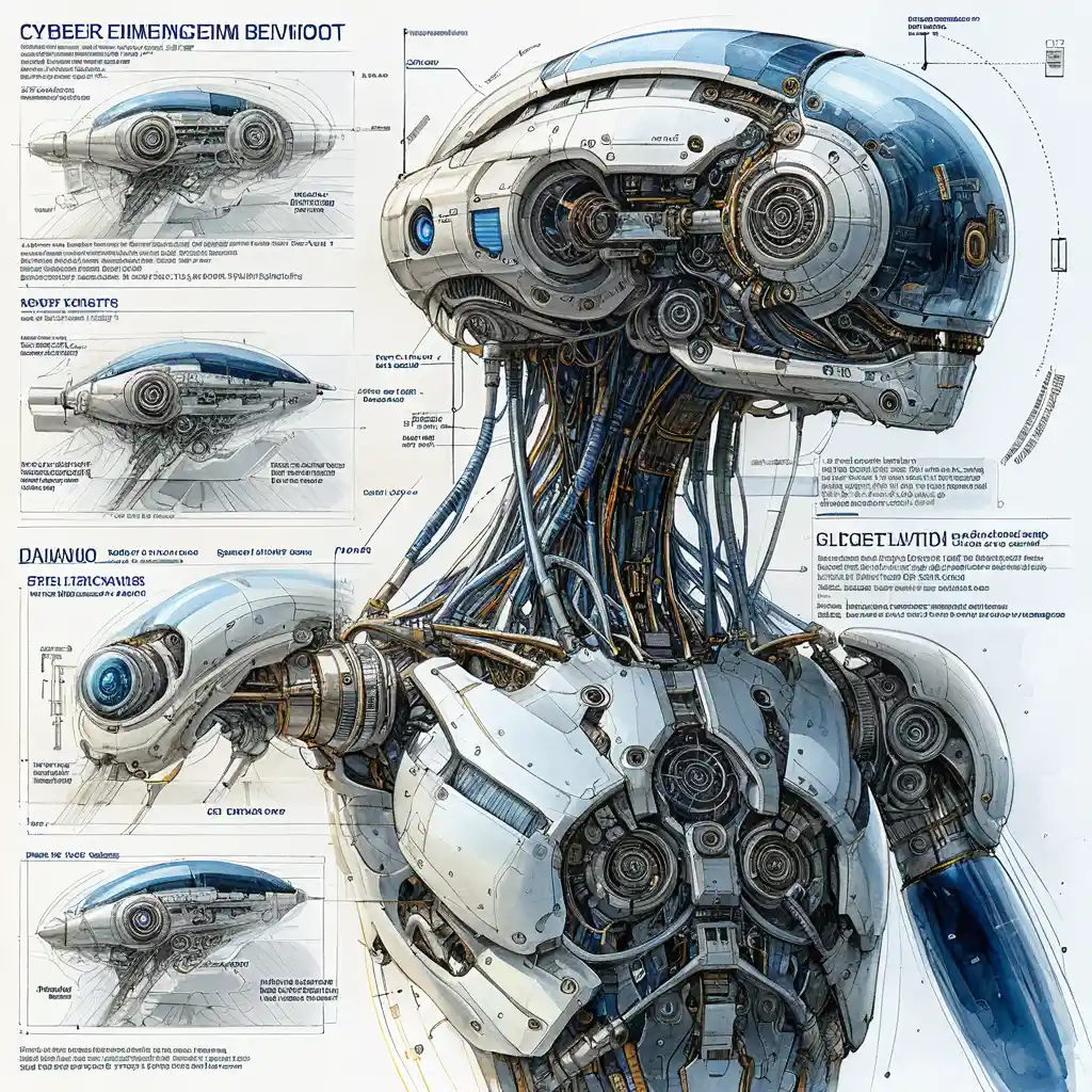Plan de science-fiction d’implant cybernétique en vue isométrique