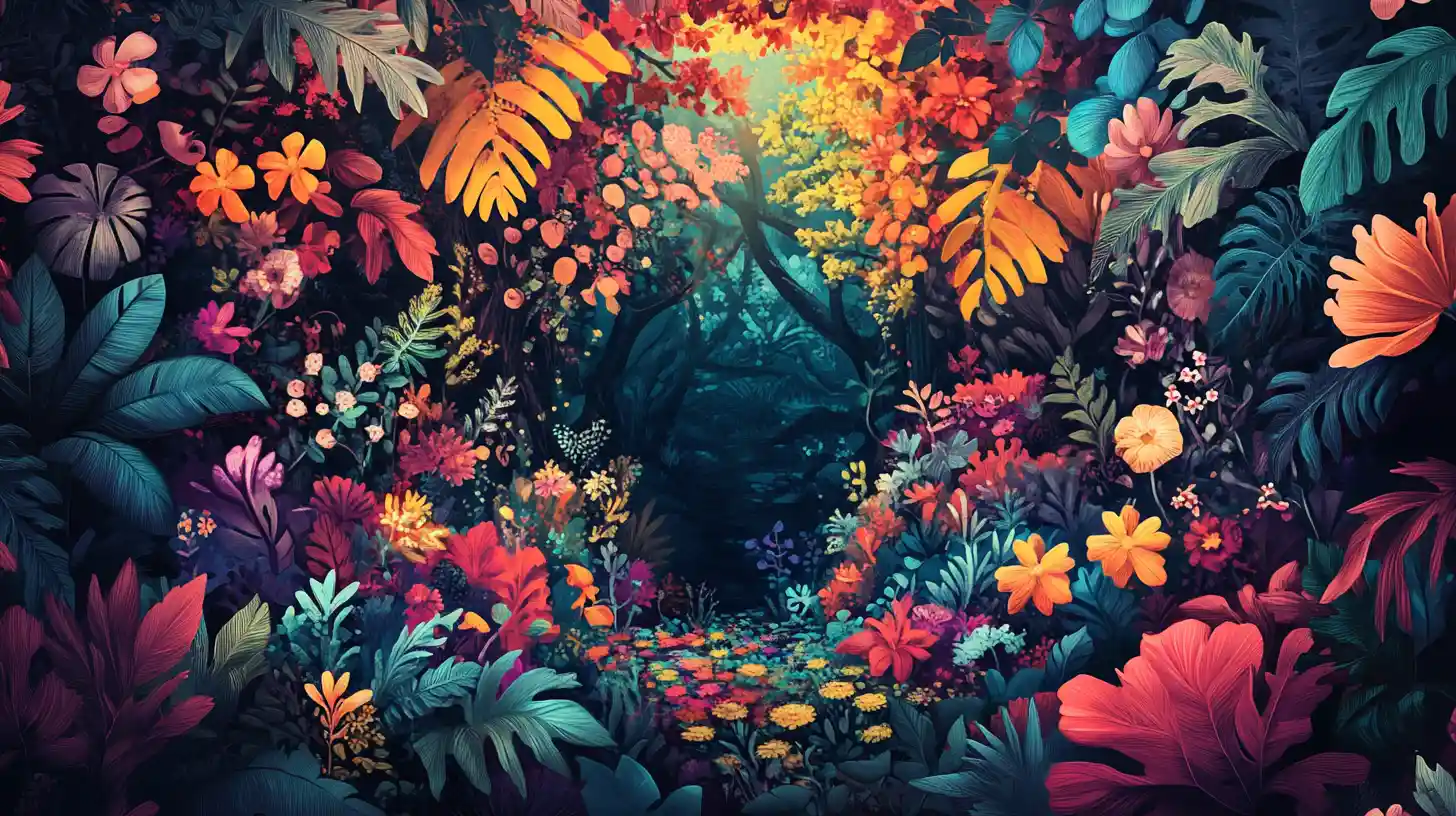 Whimsical miniature forest world with playful fairy children