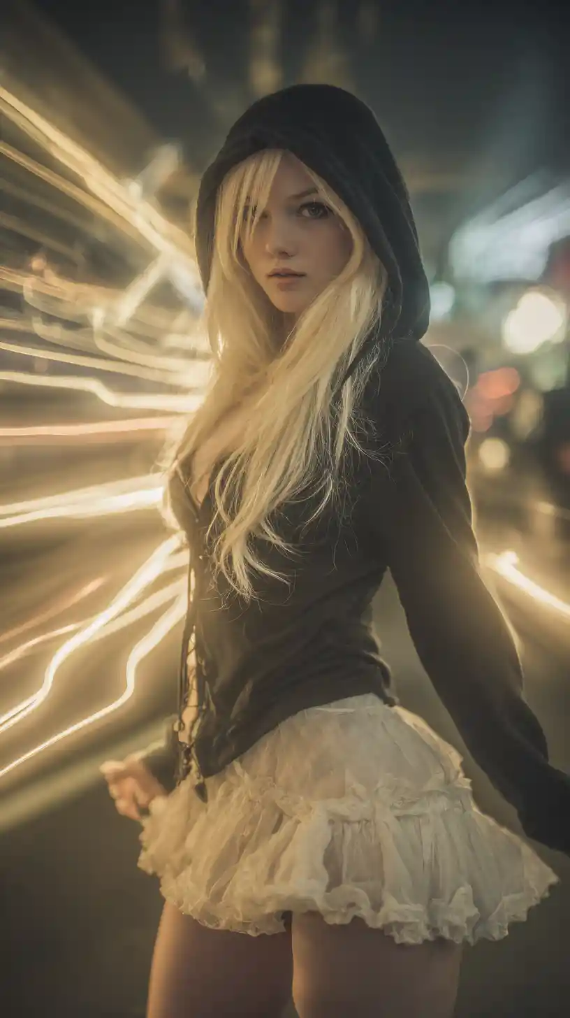 Anime-Mädchen mit Jo-Jo in einer Steampunk-Stadt