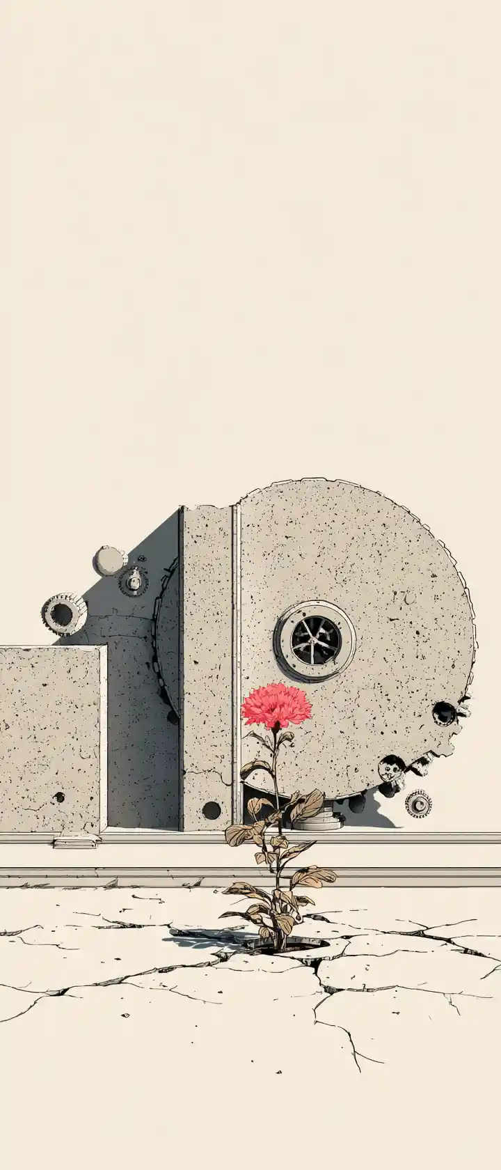 Minimalist retro illustration of abstract transformation concept