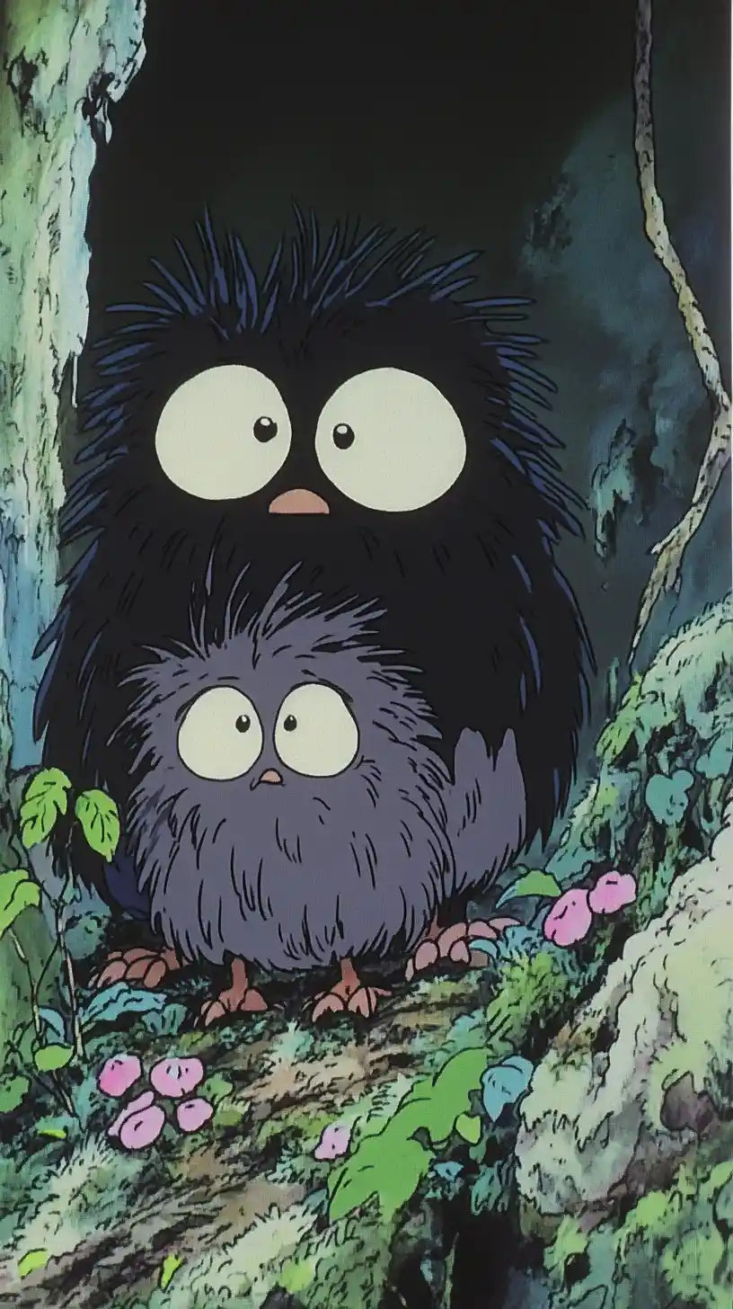 Cute soot yokai inspired by classic anime films