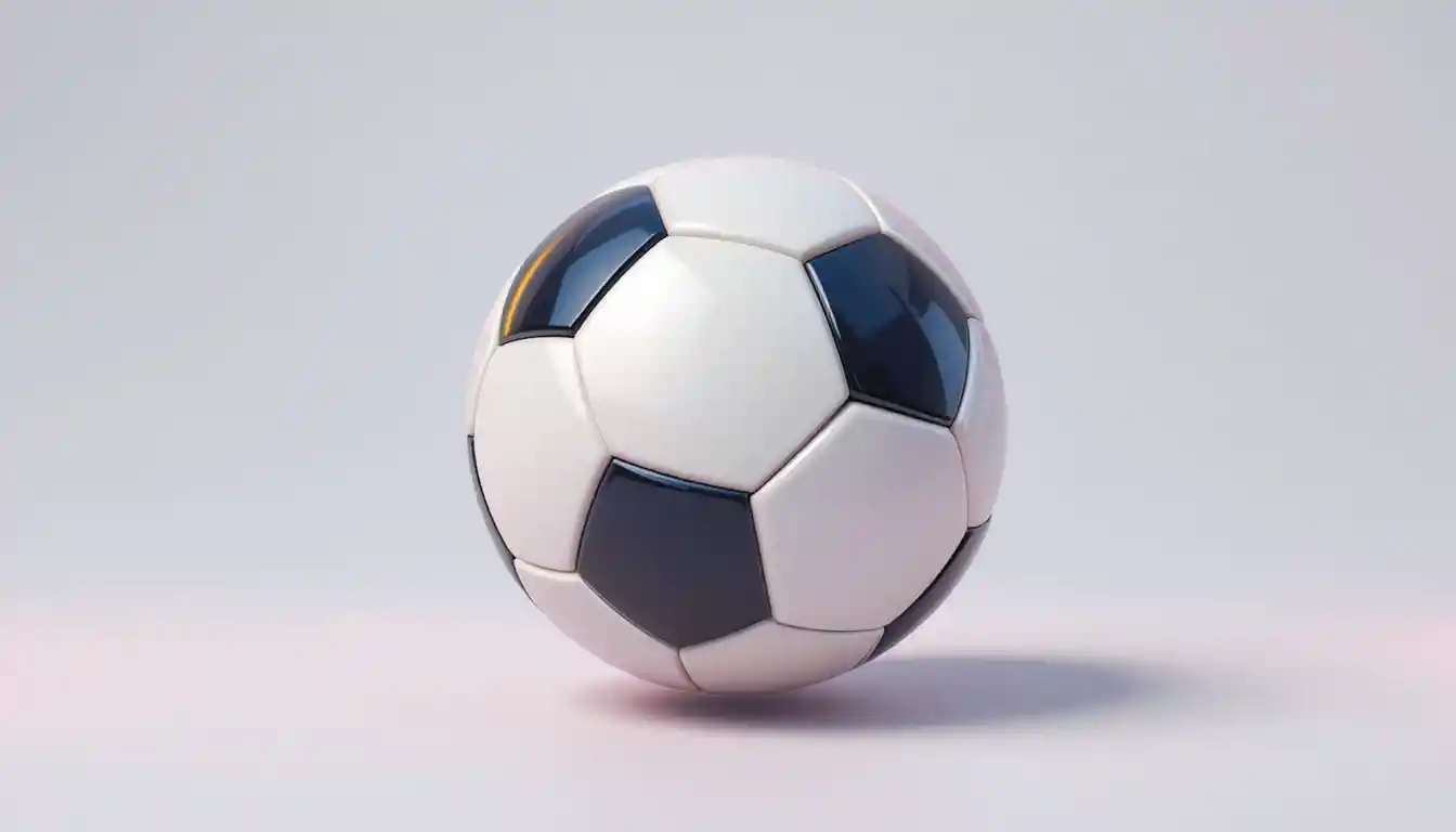 Niedlicher 3D-Cartoon-Fußball auf sauberem weißem Hintergrund