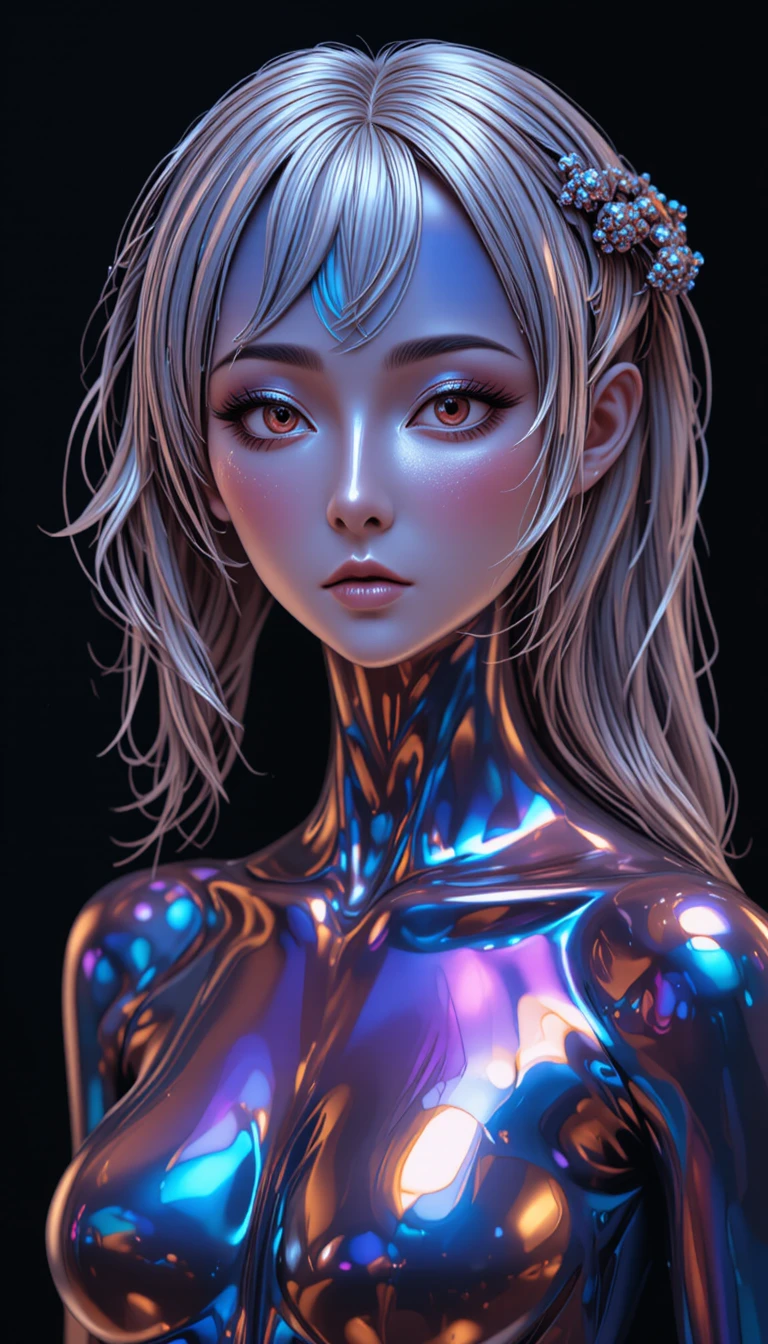 메탈톤으로 표현한 미래적인 여성 에디토리얼 초상