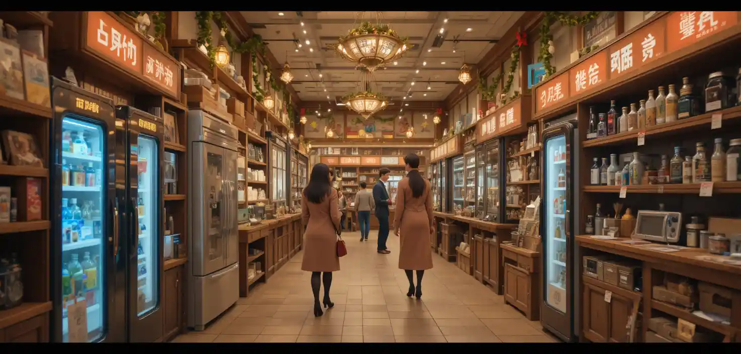 Festive summer sale inside a colorful home appliance store