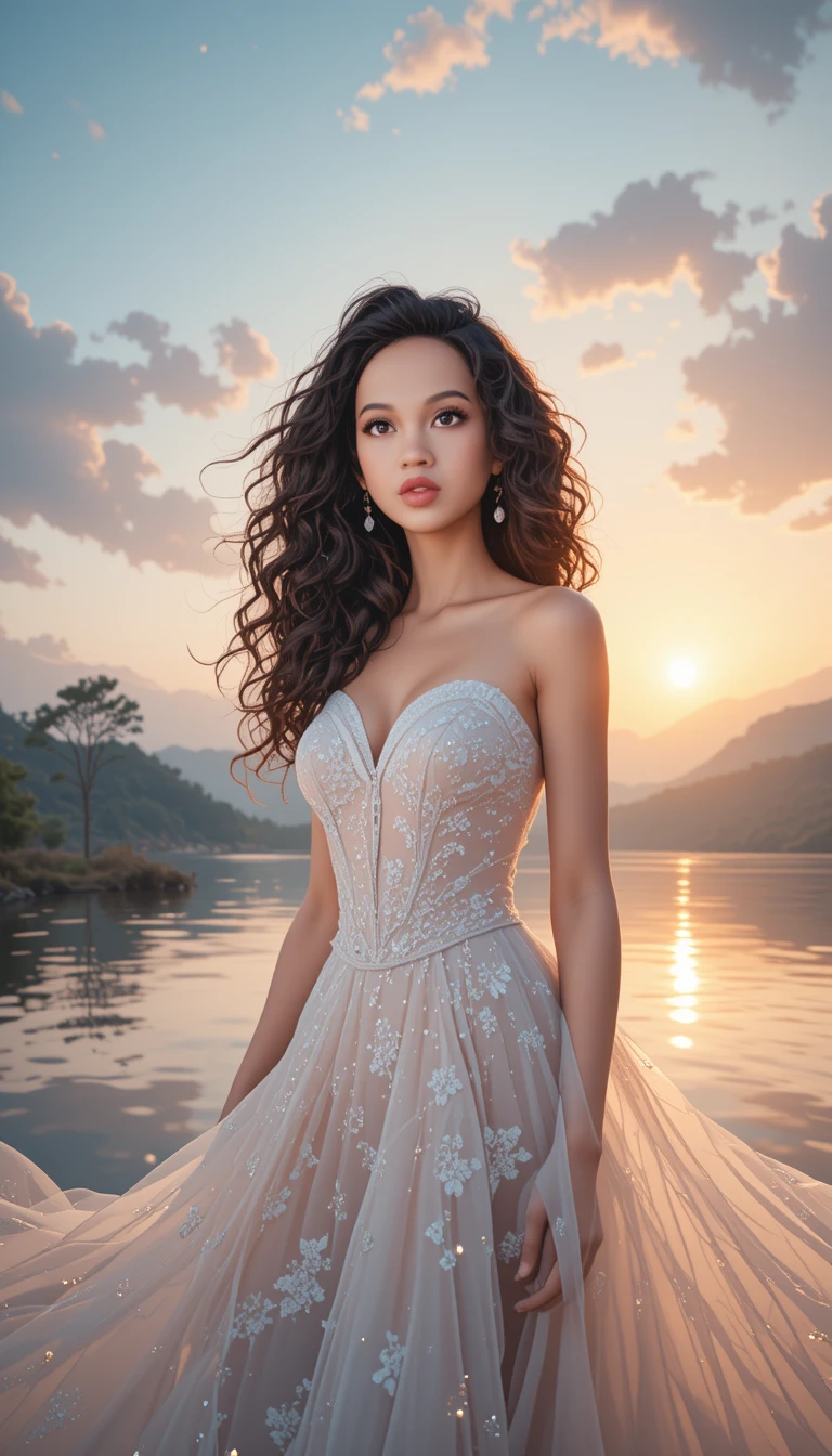 Serene sunset landscape with tranquil reflective water