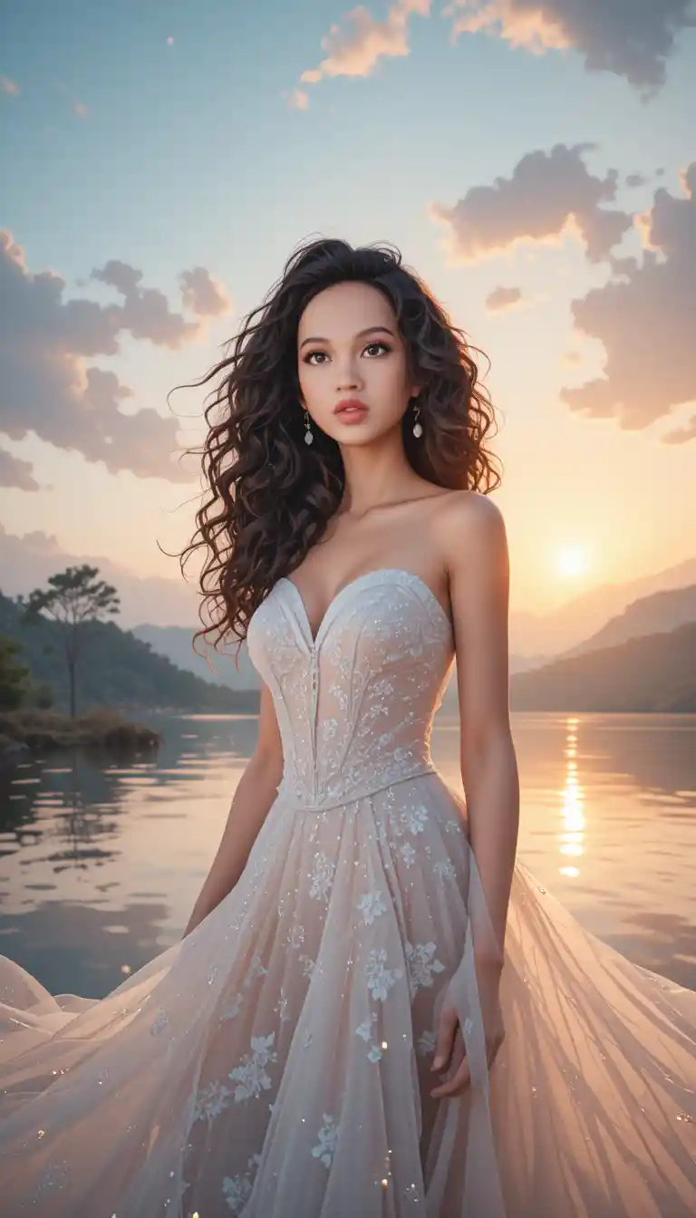 Serene sunset landscape with tranquil reflective water