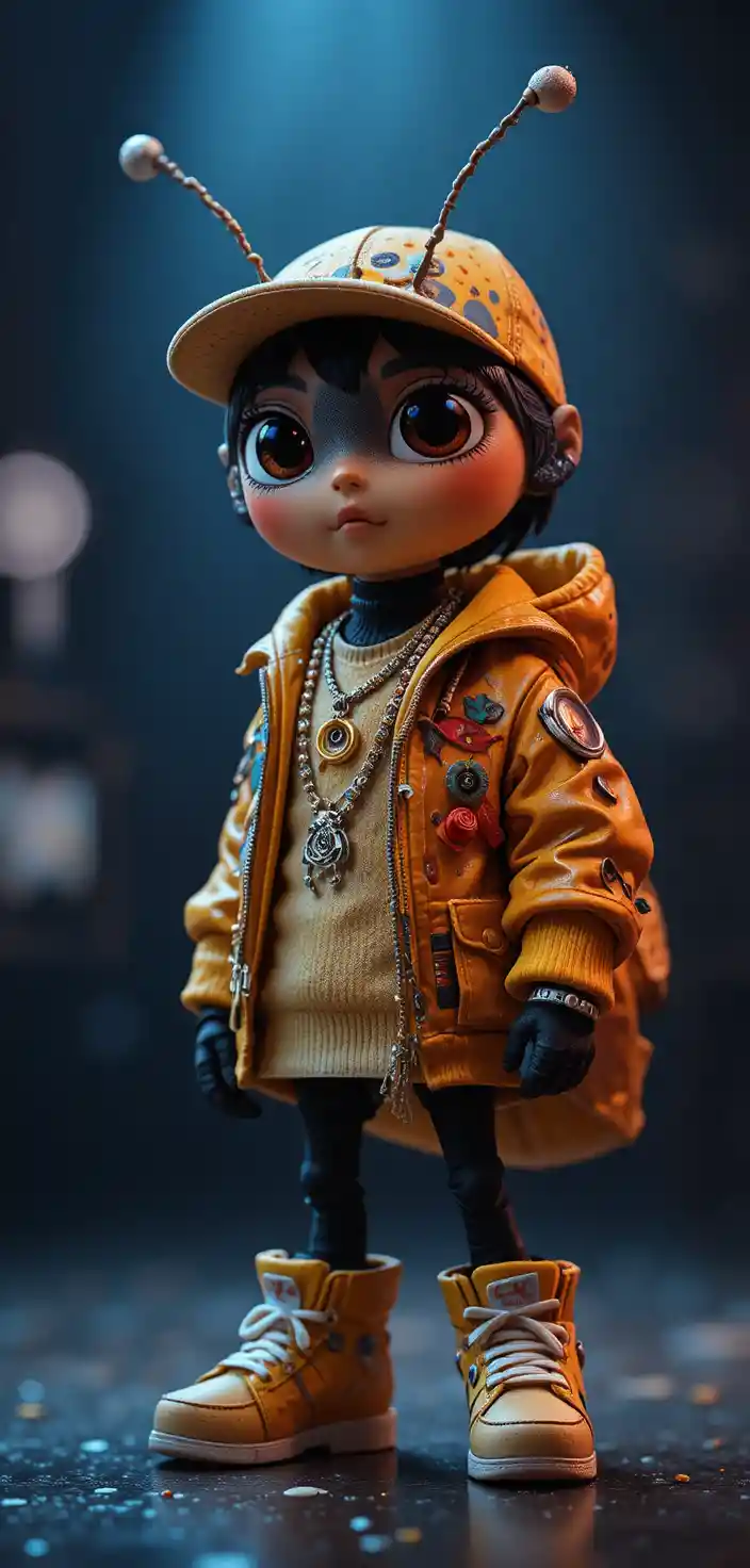 Marienkäfer-Rapper in farbenreichem 3D-Pixar-Porträt
