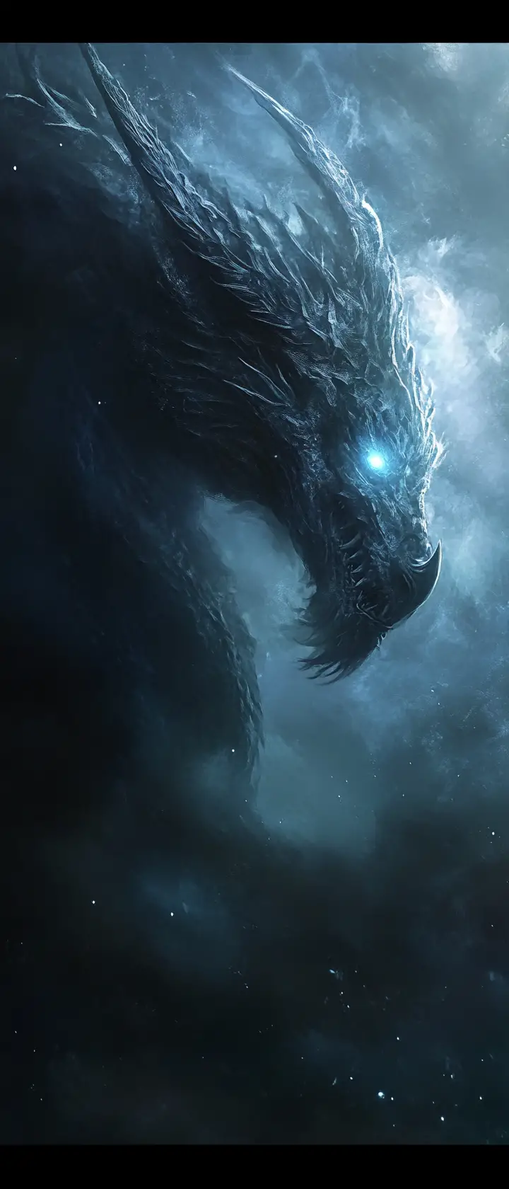 Dragon Head Emerging From Luminous Swirling Mist