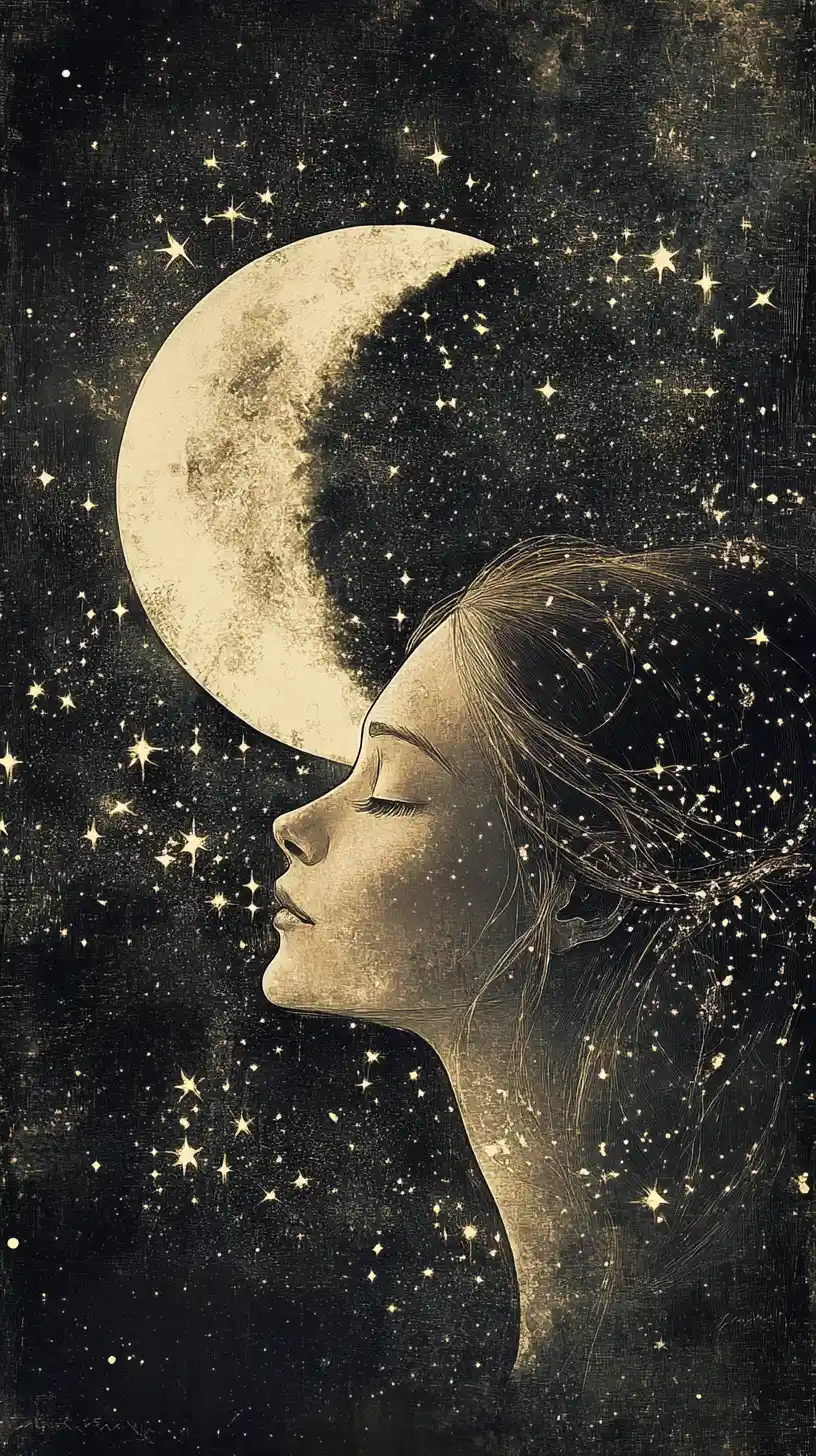 Gros plan surréaliste d’une lune lumineuse dans un rêve