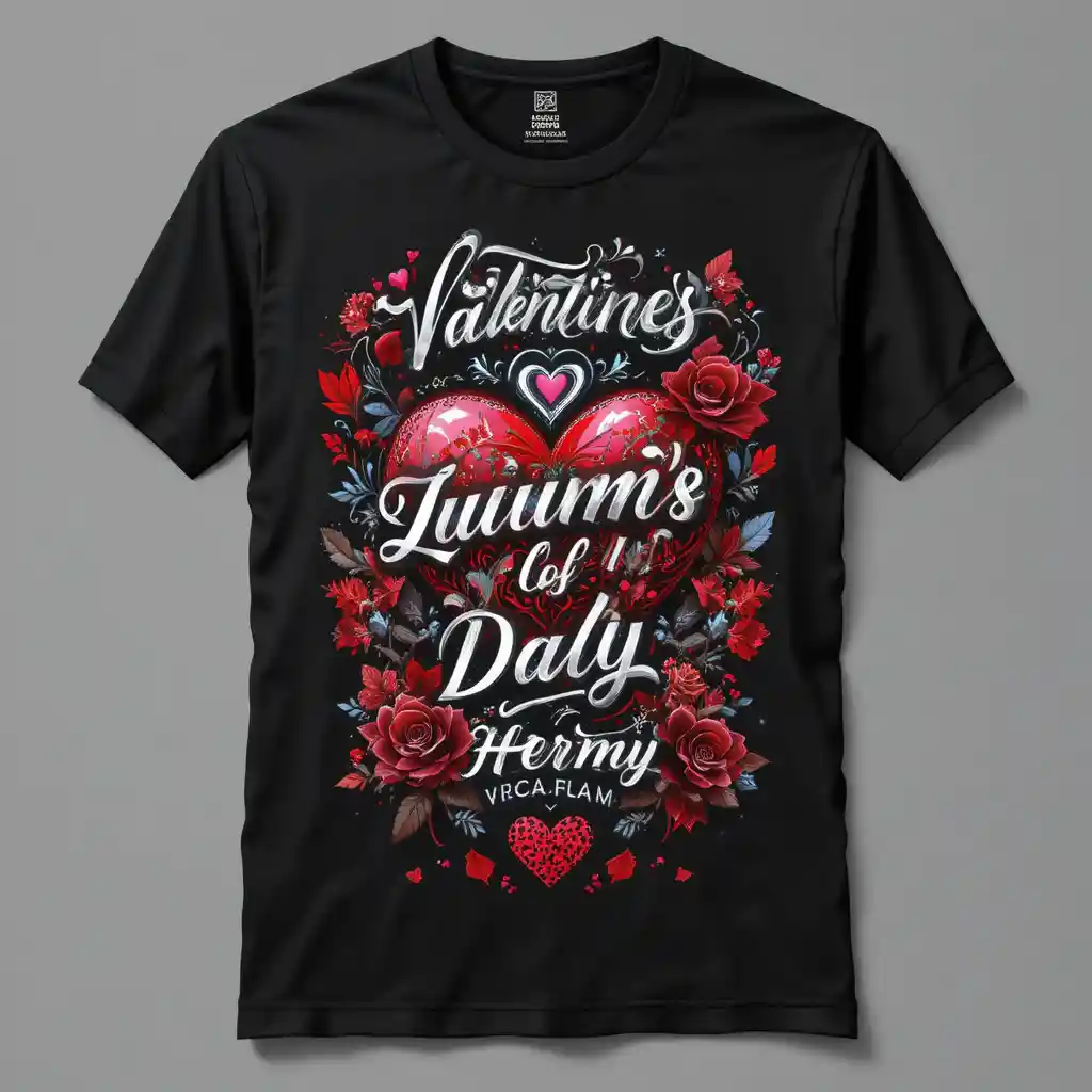 Romantic vector graphic t shirt design on black background