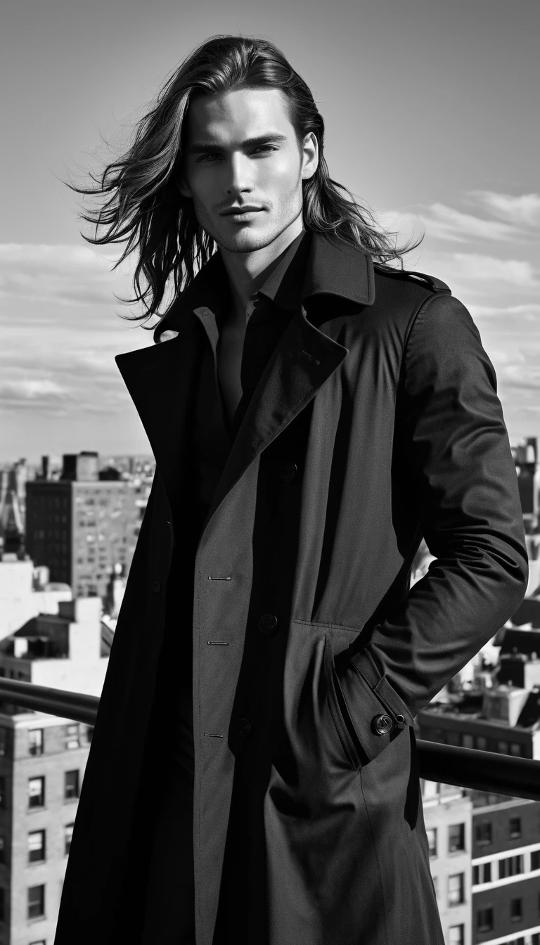 Stylish young man on a New York rooftop portrait