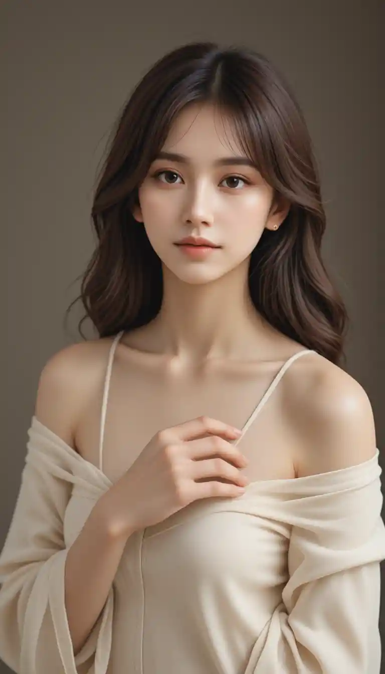 Serene portrait of a young woman in soft warm light