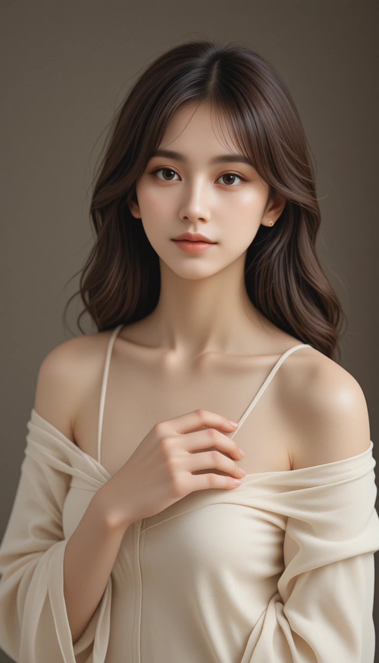 Serene portrait of a young woman in soft warm light