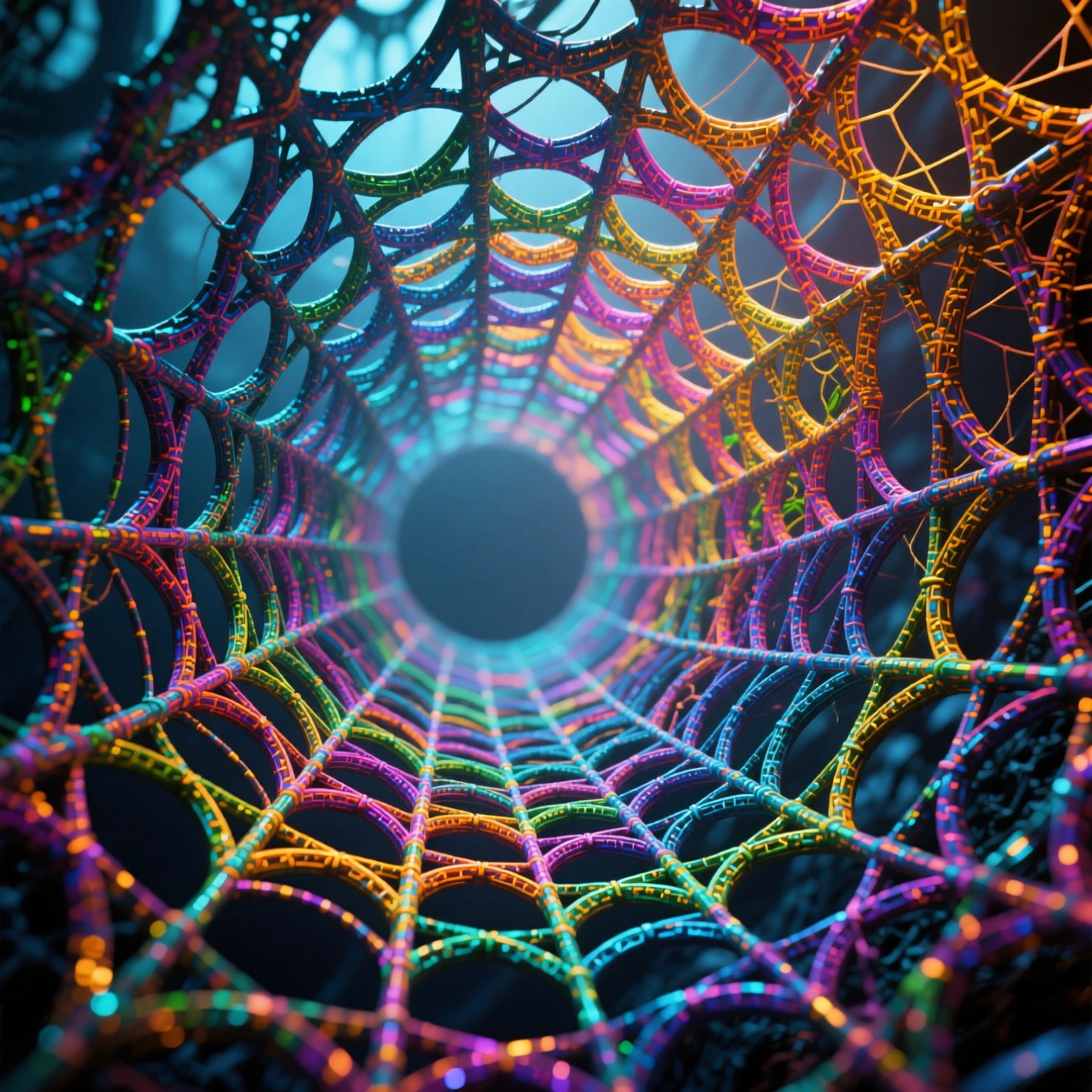 Intrincada estructura de celosía en espiral en un espacio de fantasía etéreo