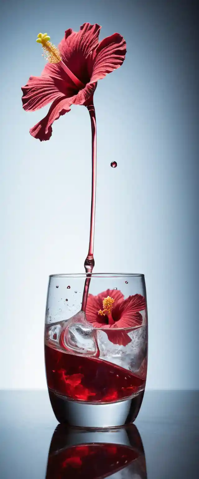 Surreal glowing cocktail suspended in twilight stillness