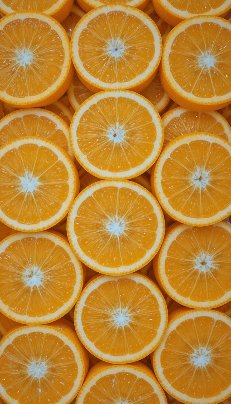 Ordentlich geschichtete, saftige Orangenscheiben mit leuchtender Zitrustextur