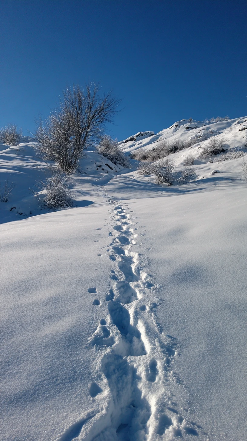 Footsteps Tracing A Reflective Journey Across Fresh Snow