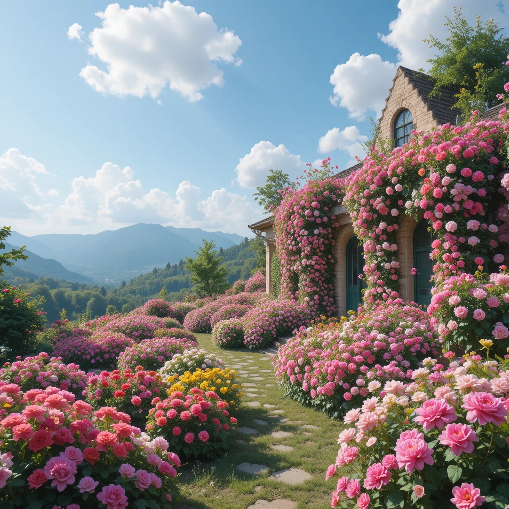 Lush Flower Garden Overflowing With Blooms In Every Direction