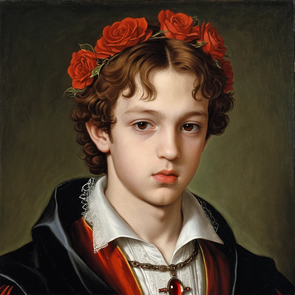 Jovem príncipe vampiro espanhol em retrato a óleo renascentista