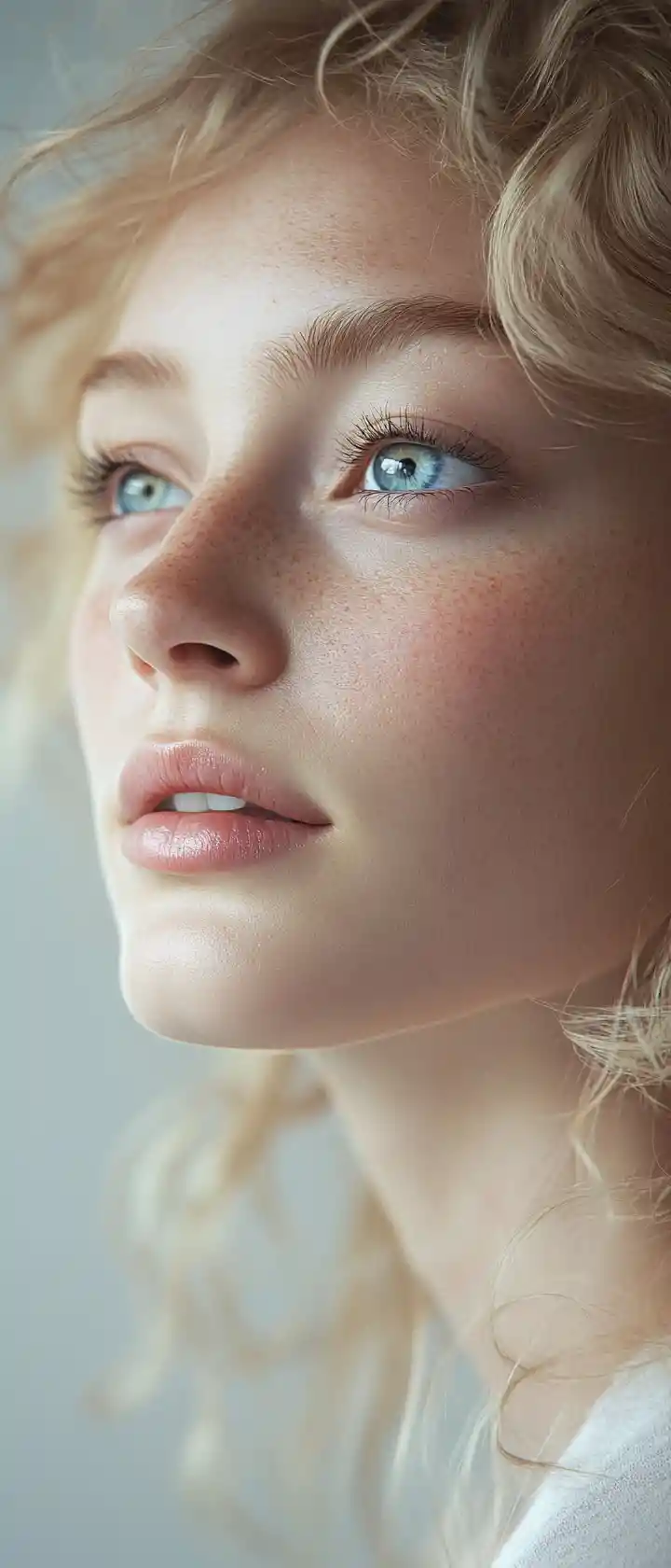 Serene young woman portrait in soft natural light