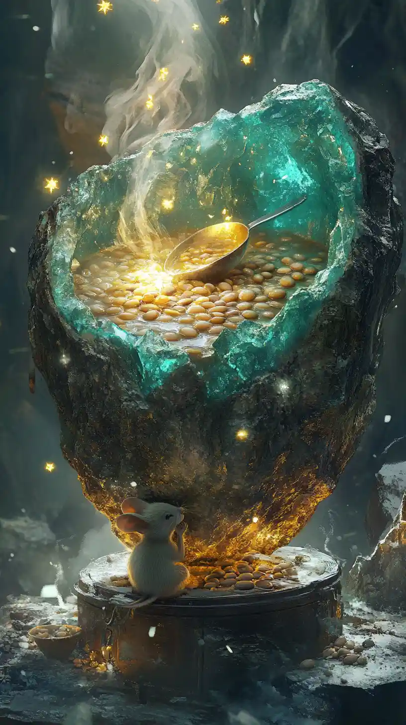 Magical Jade Crystal Geode Pot On Ramen Cart