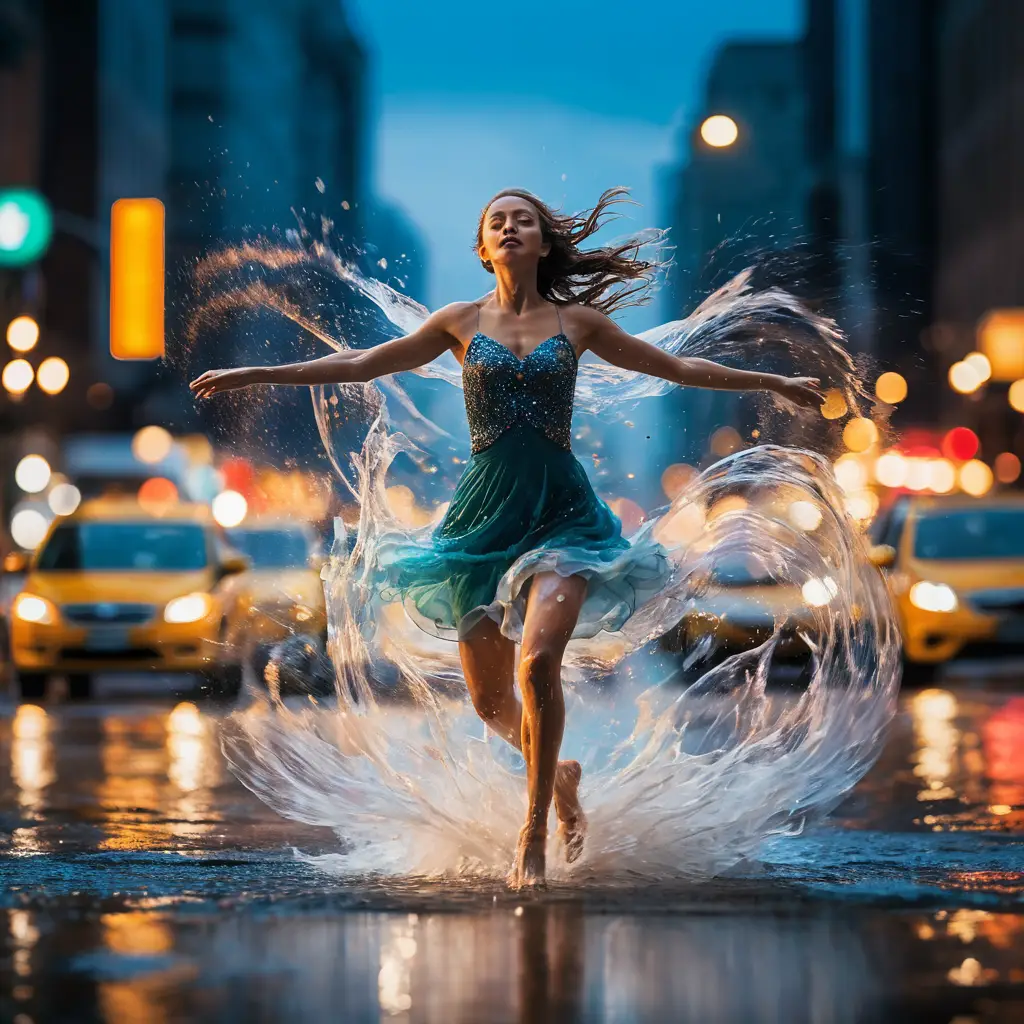 Abstract face and liquid forms in dynamic motion