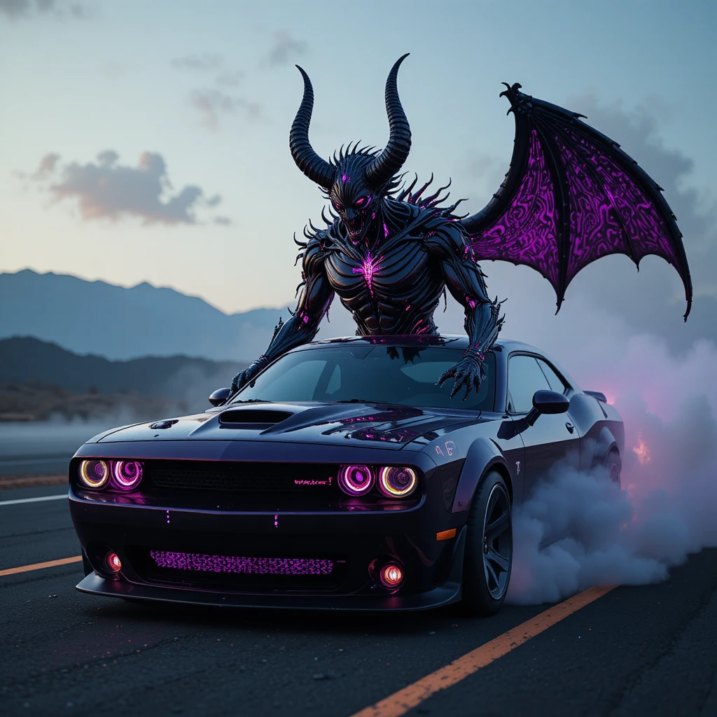 雨中黑紫惡魔風格肌肉車